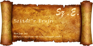 Szitár Ervin névjegykártya